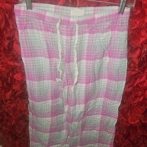 Love By Gap Women's Pink and White Plaid Lounge/Pajama Pants Size Small
